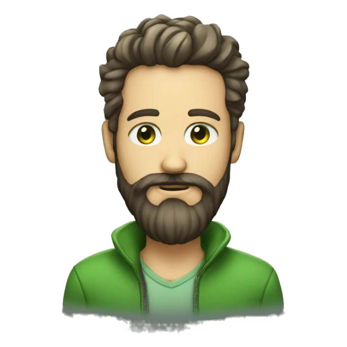 homme avec barbe et cheveu boucles et yeux vert sticker