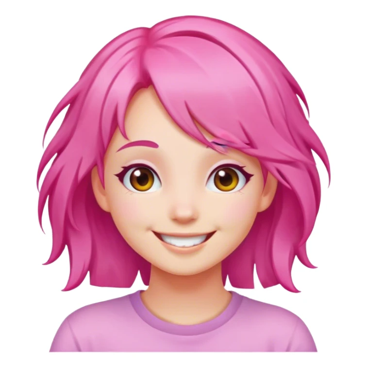 happy girl with pink hair sticker