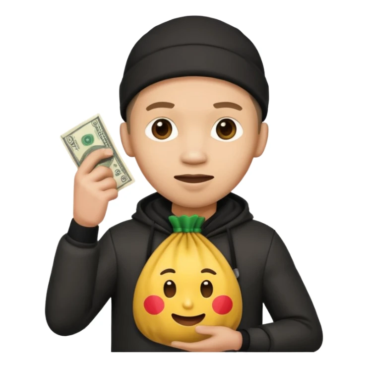 Ladrão com saco de dinheiro emoji efeito Mandela sticker