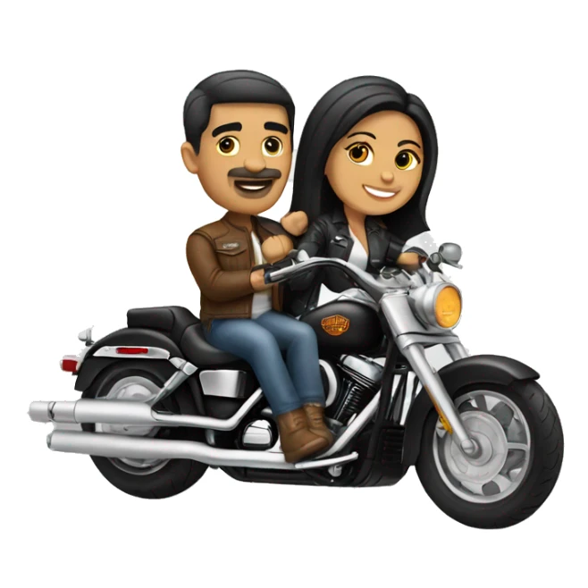 Mexican couple on a Harley Davidson motorcycle  sticker