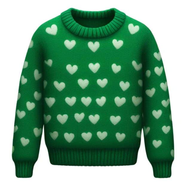 sweater pattern in the shape of a heart and color is dark green sticker