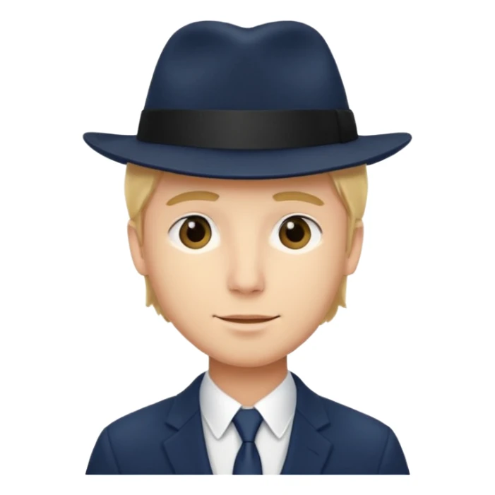 Mobster in Blue Suit – Young blonde man, navy blue suit, black hat.



 sticker