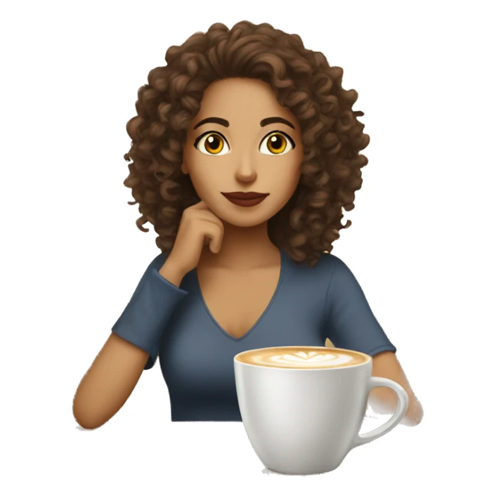 pretty latina with curly hair sipping latte  sticker