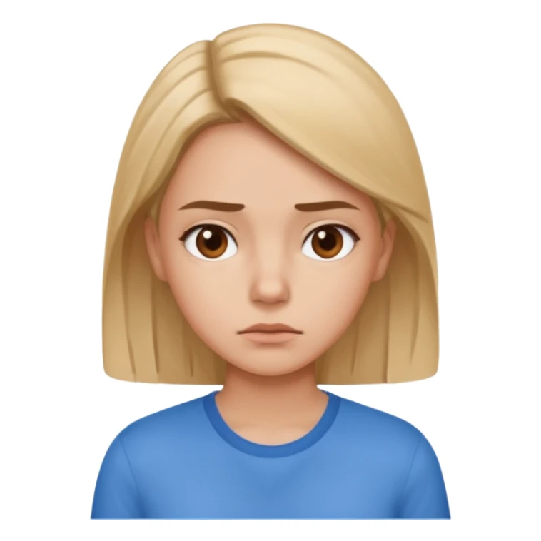 girl in a blue shirt looking uninterested sticker