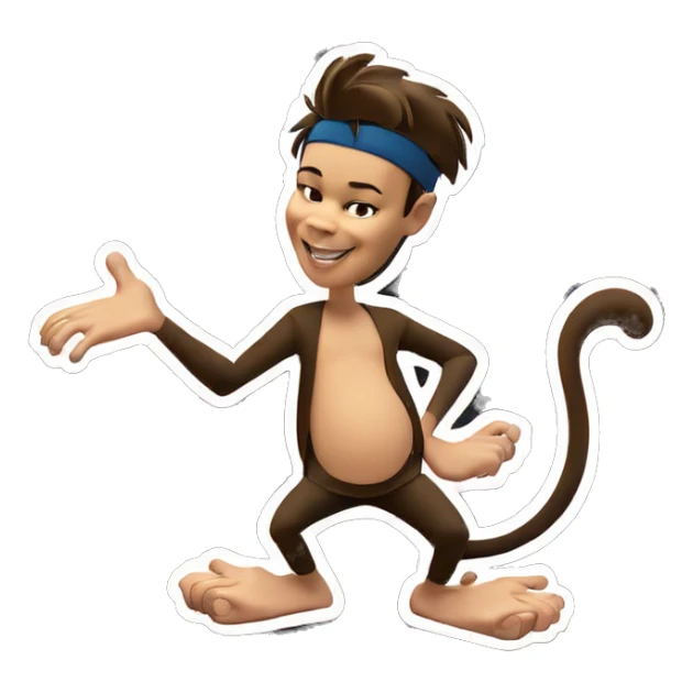 smiling monkey boy silhouette sticker