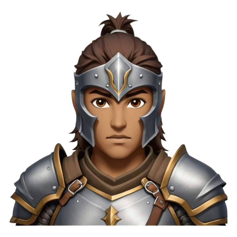 Cinematic Realistic WoW Human Warrior Portrait, head tilted epicly and inquisitively, showcasing a commanding presence and heroic grace. His chiseled features, resolute eyes, and meticulously crafted steel armor with leather accents in harmonious greys and bronzes are rendered with lifelike clarity and dramatic lighting, high shine, epic and awe-inspiring, embodying the spirit of a warrior poised for battle. sticker