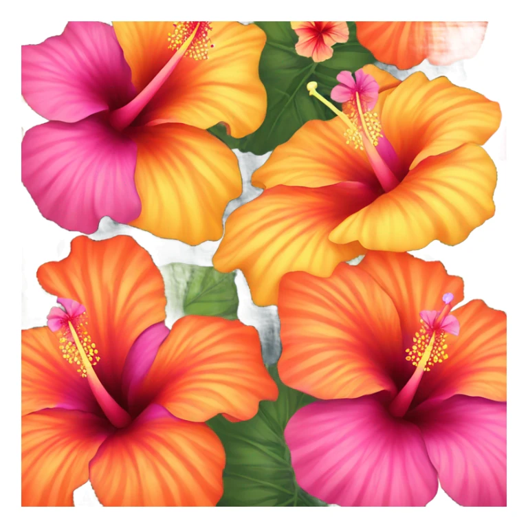orange yellow and pink hibiscus flower sticker