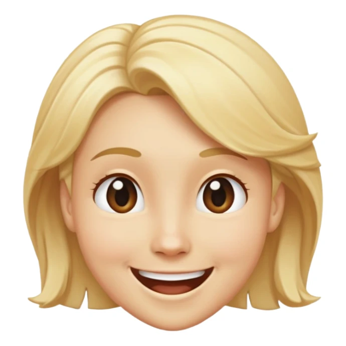 A blonde human head with a smiling face and an expression like it's dancing, but only the head.

 sticker