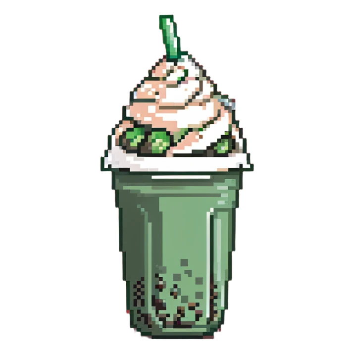 green bubble tea with whipped cream on top sticker