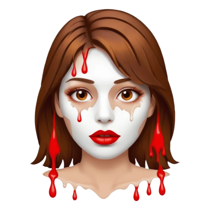 Brown Hair Woman , white paint , drip, face, hot  Sexy, lips sticker