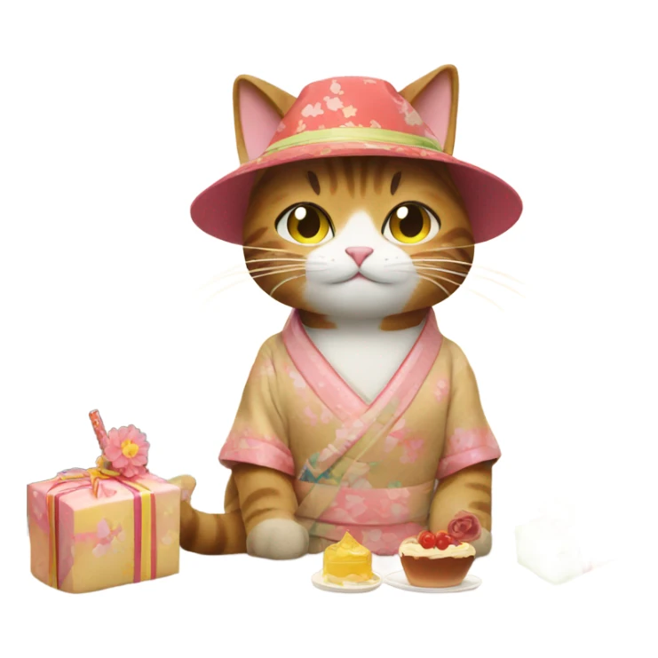 cat on birthday vacation in japan sticker