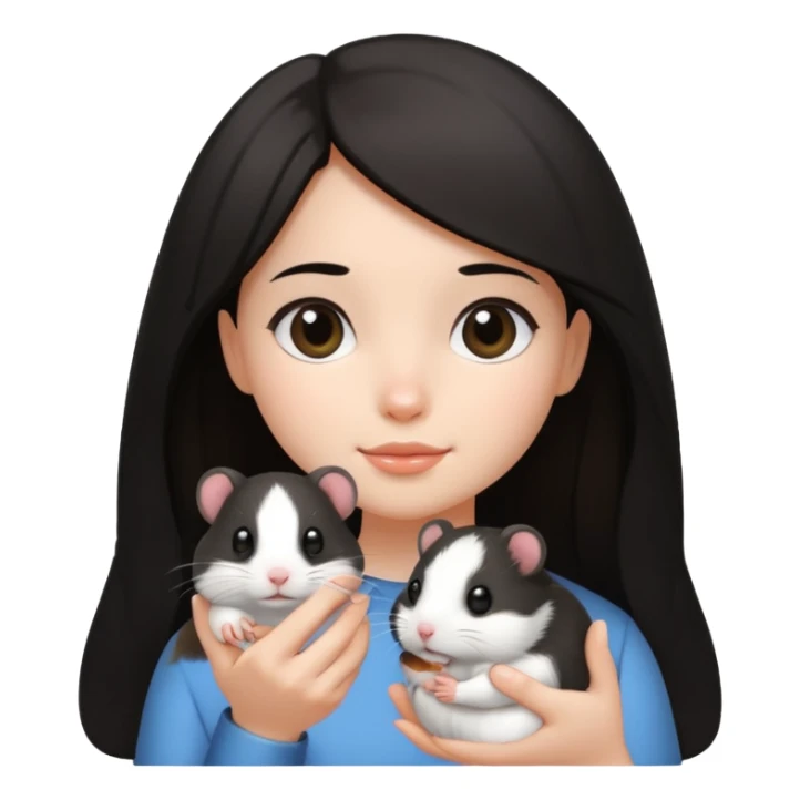 darkhair girl with black and white hamster  sticker