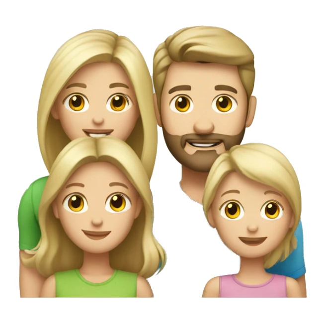 Family of 4, blond mom, brunette dad with beard, 2 blond daughters sticker