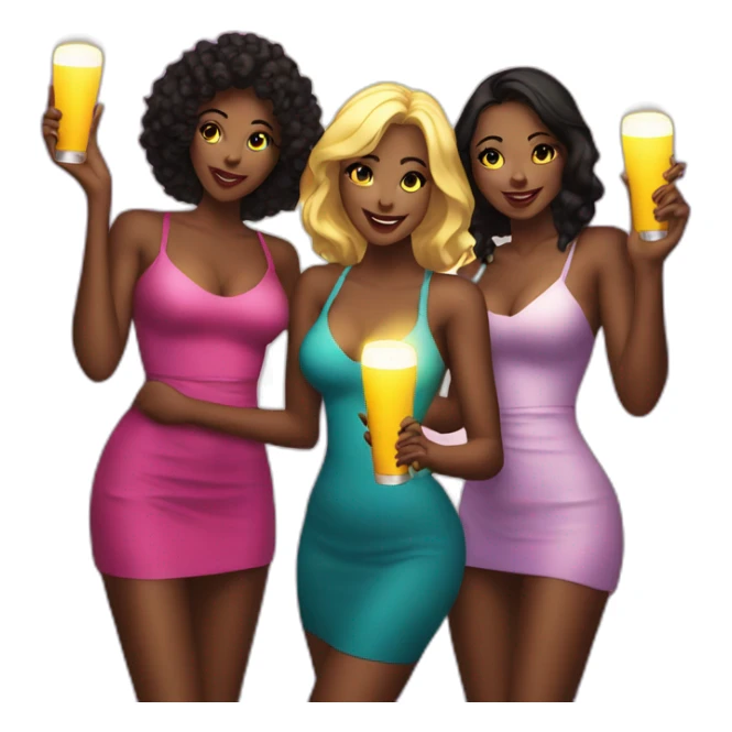 Multiple Bottle girls in nightclub holding a lit up sign sticker