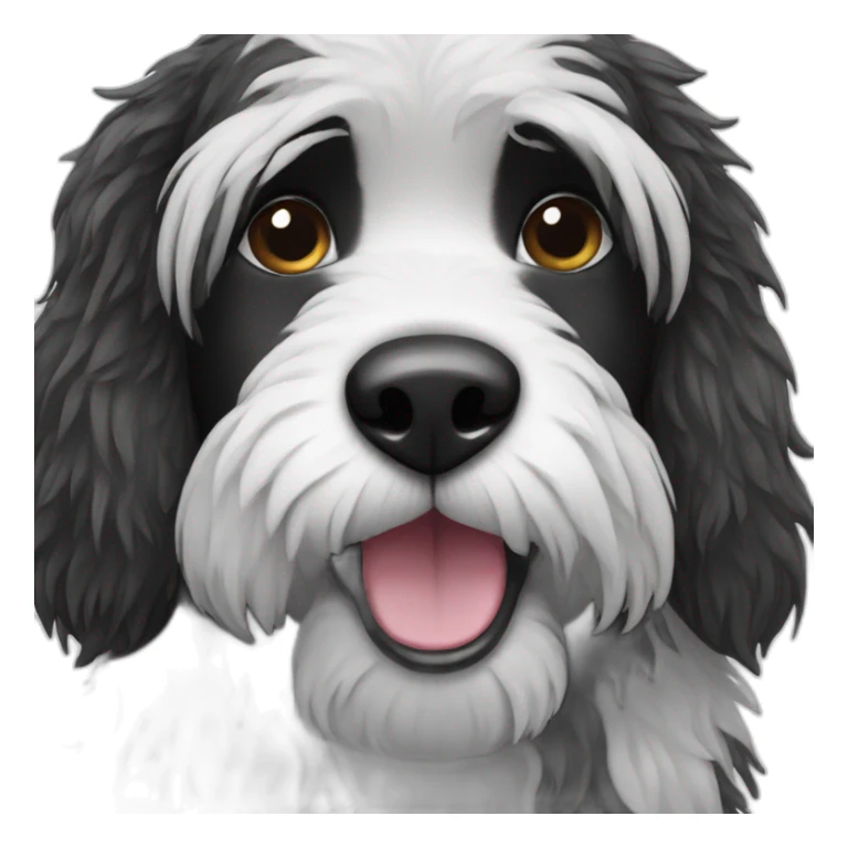 Sitting Hairy Black and white wet dog sticker