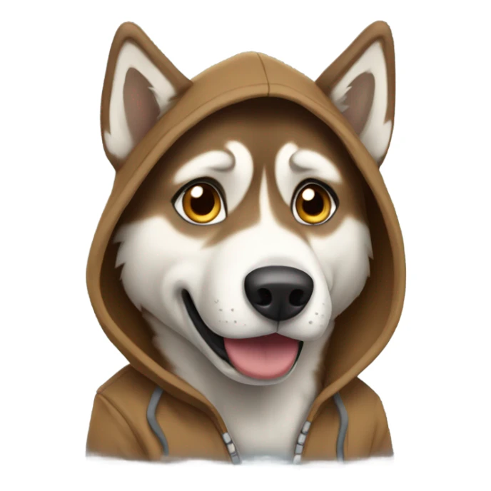 Brown Husky wearing a hoodie  sticker