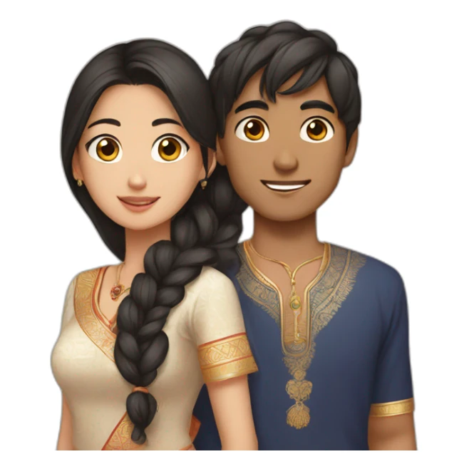 Indian girl korean boy couple  sticker