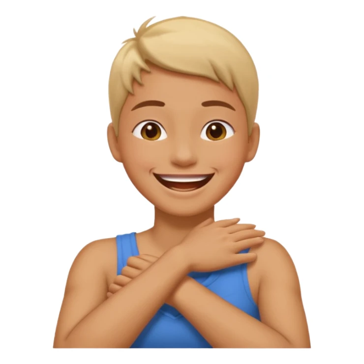 arms crossed holding neck laughing sticker