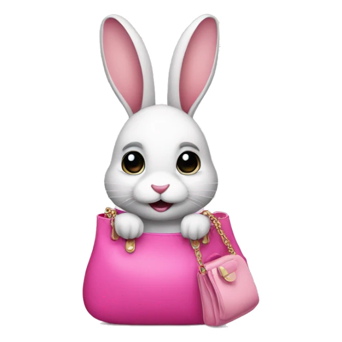 A bunny holding a pink purse sticker