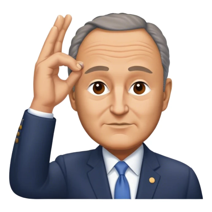 Chuck Schumer making an L with his hand and putting it on his forehead  sticker