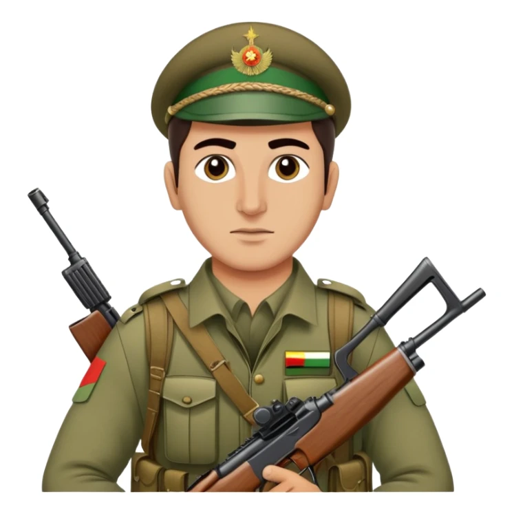 Kurdish warrior Peshmerga with rifle and traditional clothing sticker