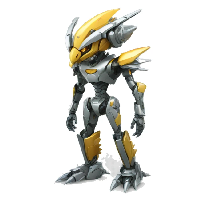 a futuristic mechanical spiky Medabot-Dragon full body sticker