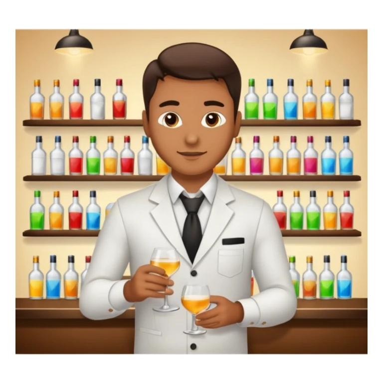 bartender mixing drinks, club backgroudn with bottles sticker