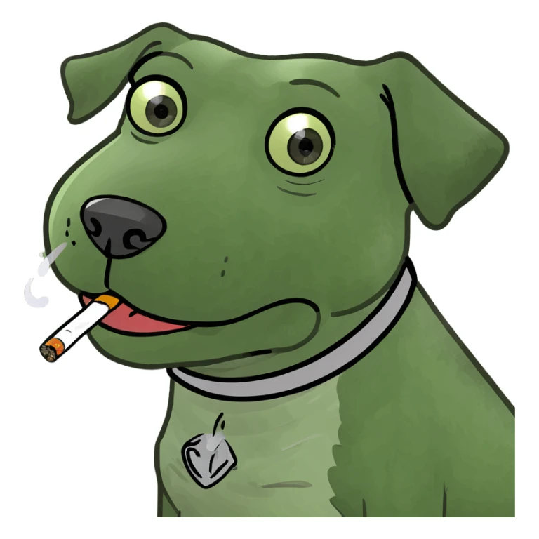Dog smoking and squinting eyes tiredly  sticker