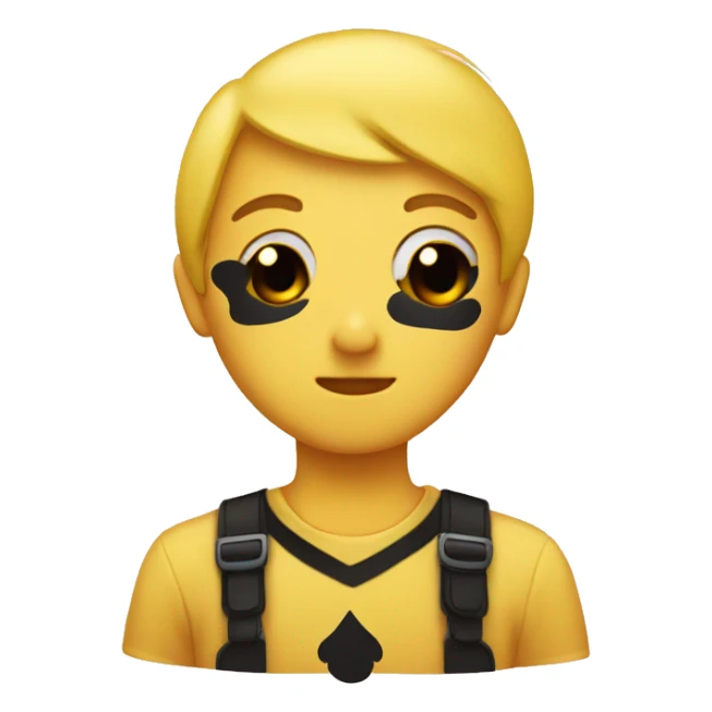 Yellow blush emoji with black heart emojis on his head sticker