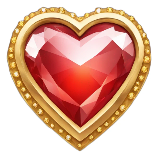Red heart diamond with gold border sticker