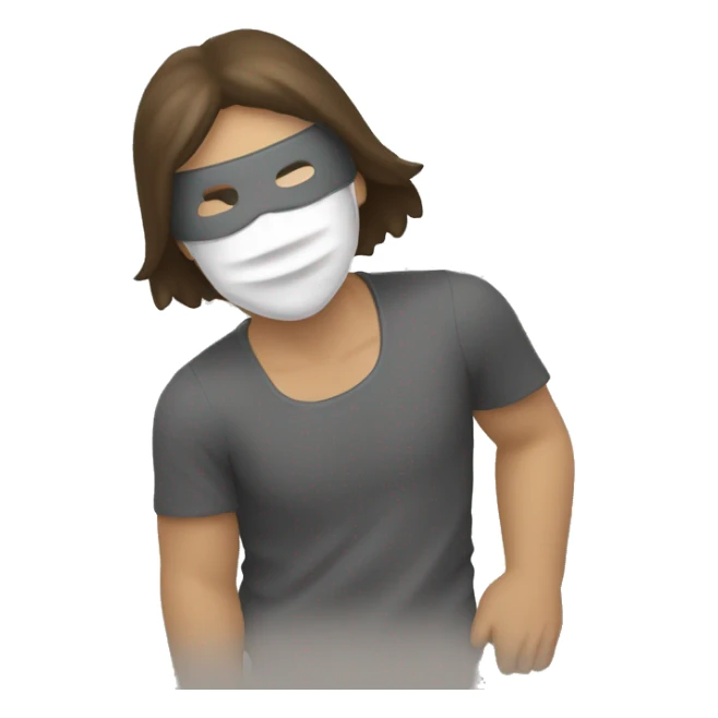 Homme avec un masque qui lève la main et baisse la tête  sticker