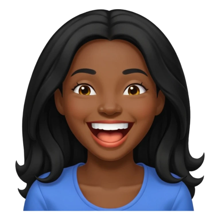 laughing black long haired woman sticker