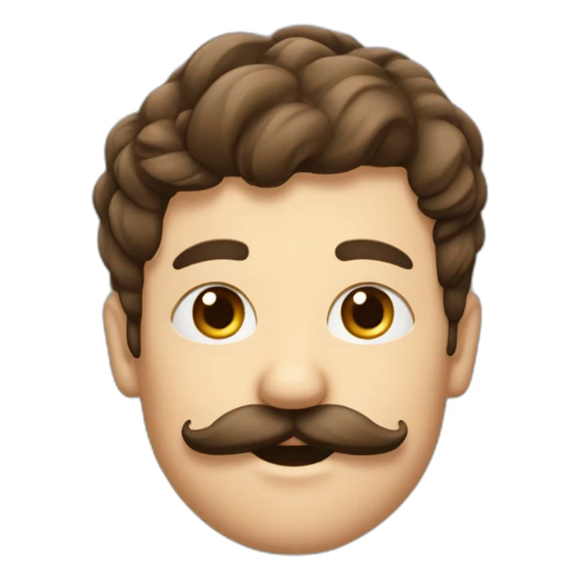 homme moustache carré, et choiffure de côté brun sticker