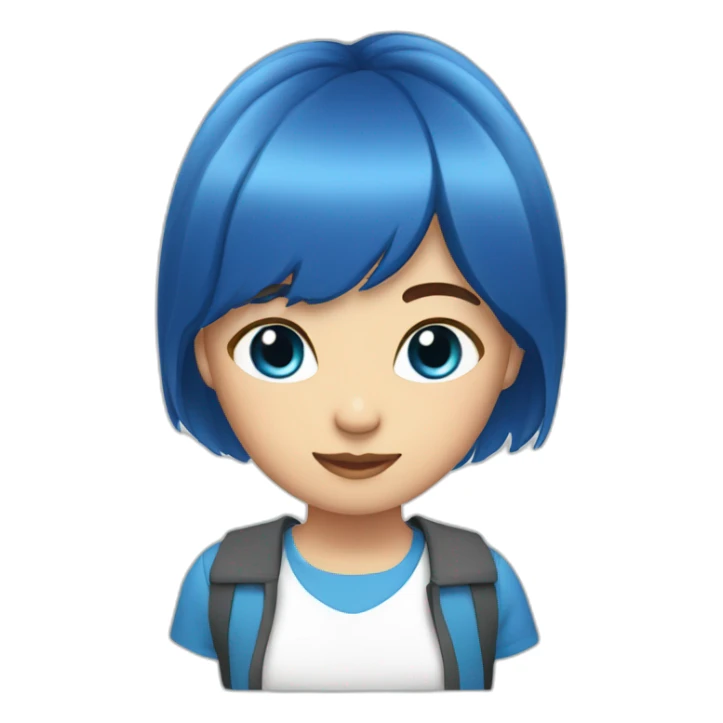 girl blue short hair mullet face blue eyes sticker