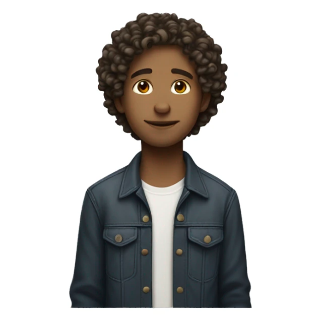 a guy with medium curly hair that flows down the head and has a light  shade of skin looks like a teenager and it's a side profile  sticker