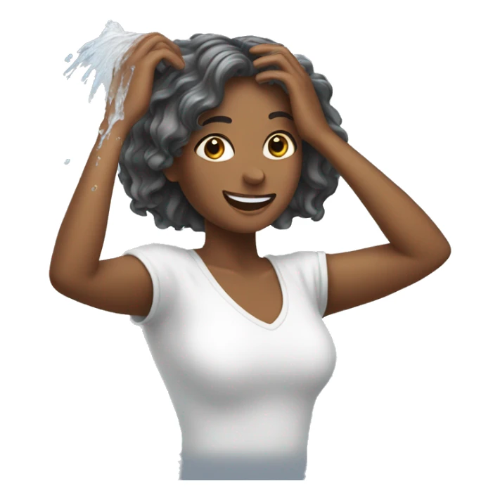 Young woman washing hair sticker