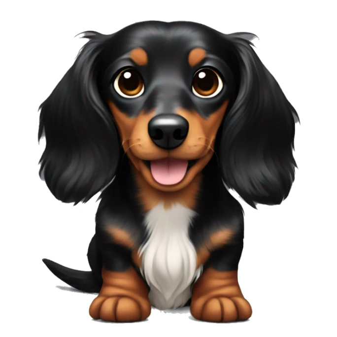 mini long haired dachshund with black fur and light brown ears sticker