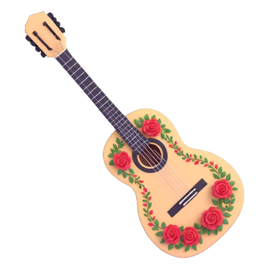 white classical Spanish guitar with intricate rosette designs sticker