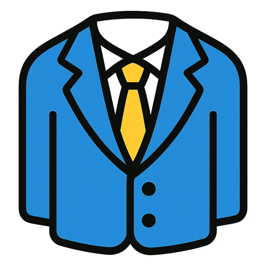 blue tuxedo with open buttons sticker