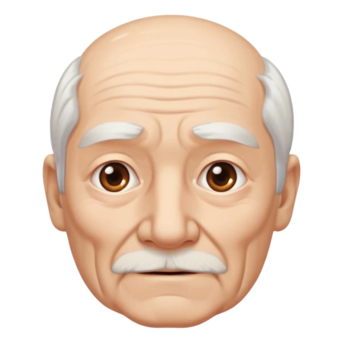 old man white neutral face without moustache and beard with hair sticker