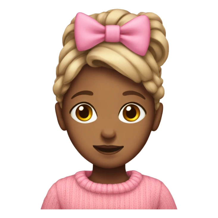 a girl with pink sweater  and pink bow sticker