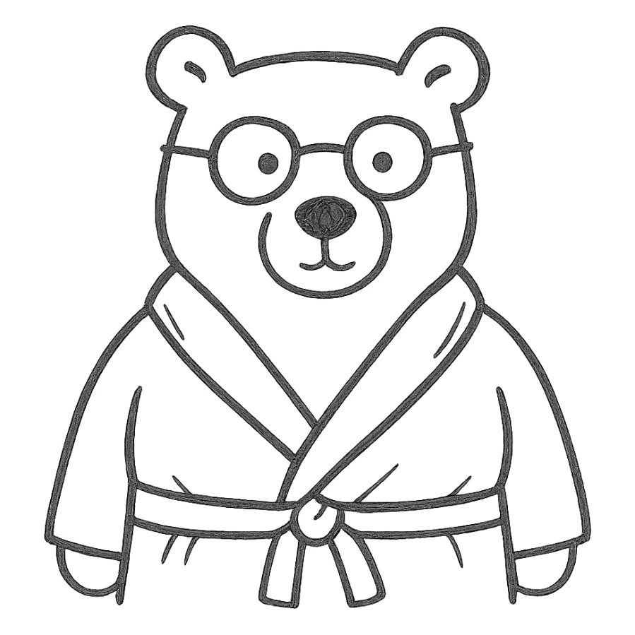 A bear wearing glasses and a bathrobe sticker