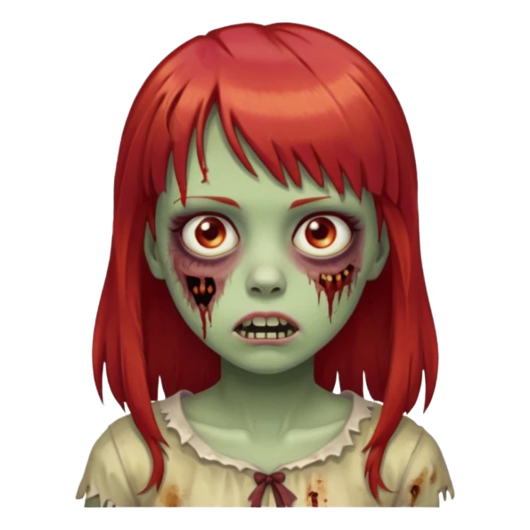 Uma menina de franja cheia, cabelos vermelhos e olhos de mel zumbi sticker