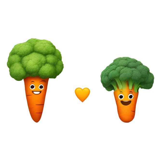 A brocoli who smile hand in Hand with a carrot  sticker