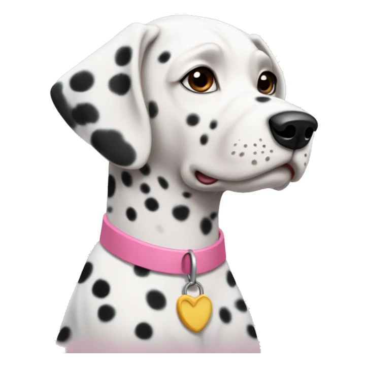 A Dalmatian with brown spots and a pink collar  sticker
