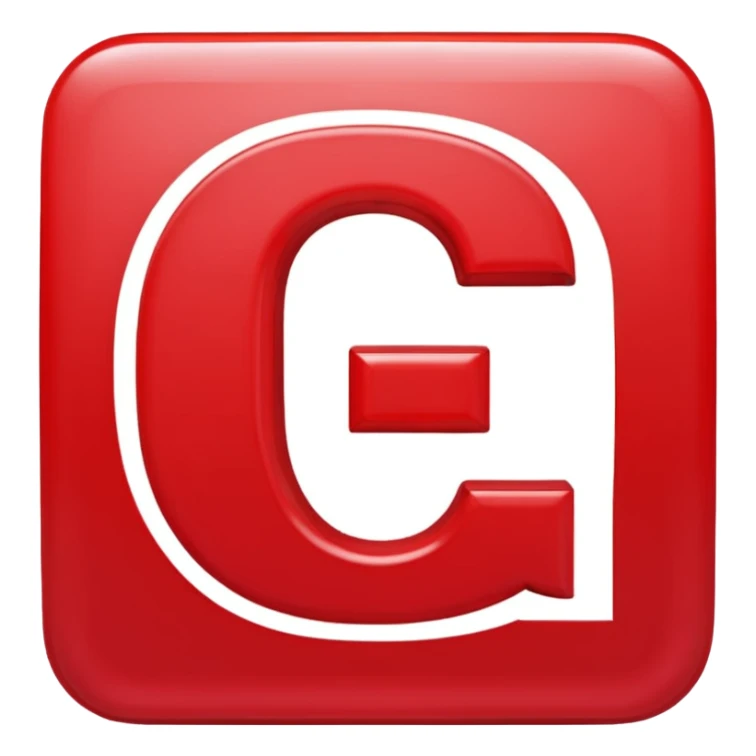 A bold white capital letter C inside a red rounded square, flat emoji design, shiny light reflection, in the same style as the 🅱️ emoji, transparent background, the letter C is large and centered sticker