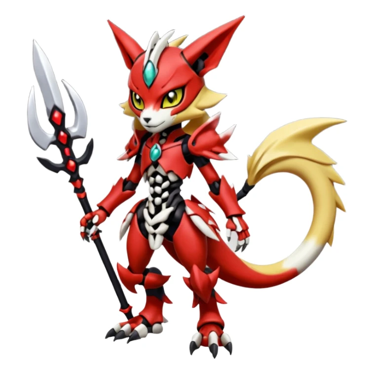 Anthro Digitigrade Cool Badass Skeletal Meloetta-Wargreymon-Renamon-Guilmon-Pokémon-Digimon-Fakémon-fusion-hybrid-creature sticker