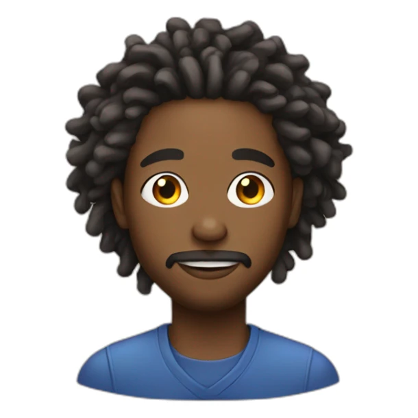 Young Black man with locs and a goatee and mustache sticker