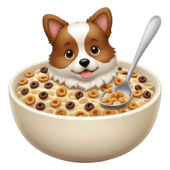 dog in a bowl of cereal sticker