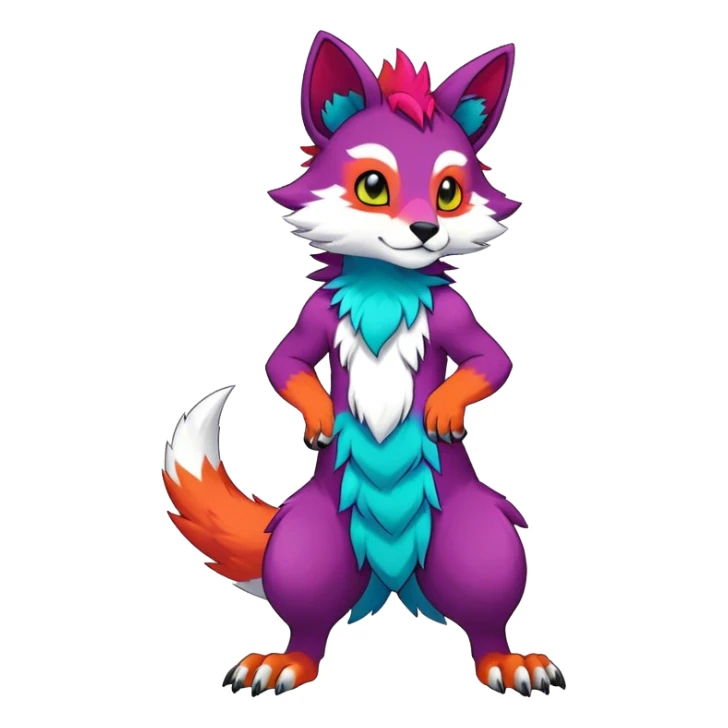 colorful anthro vernid fursona Fakemon sticker